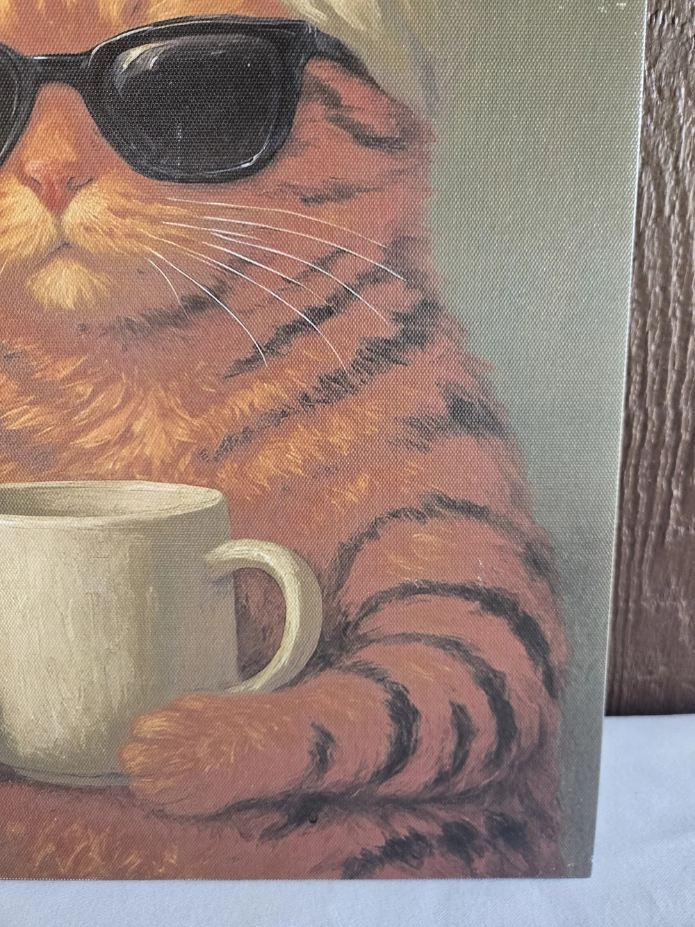 Orange Tabby Cat Canvas Wall Art – Cute Coffee Cat Sunglasses & Wet Hair Poster